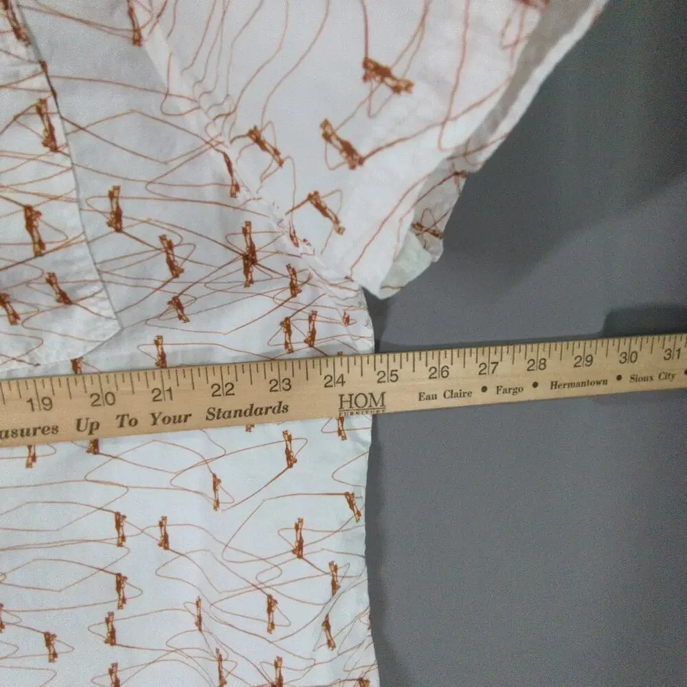 Billy Reid Shirt Mens XXL White All Over Print Standard Cotton Short Sleeve - Picture 4 of 7